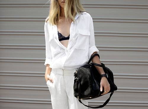 Black bralette under white shirt online