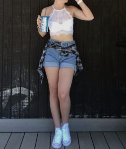 bralette and shorts outfit