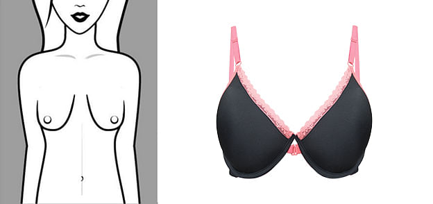 Vetor de Human body shapes. Woman breast form set. Bra types do Stock