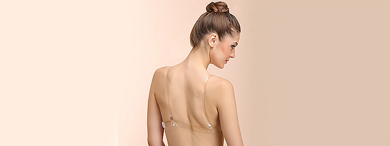 Women's Off-Shoulder Transparent Shoulder Strap Sexy Back Seamless Bra 